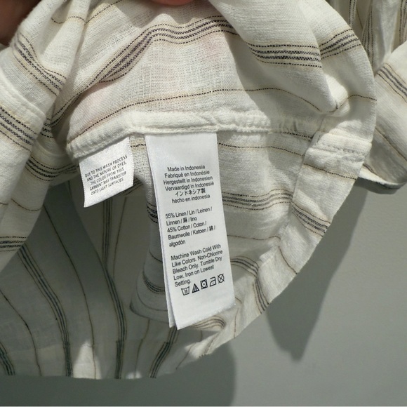 J. Crew Cream Camp-collar Shirt In Stripe Featherweight Linen Blend Size 00 - Picture 6 of 8
